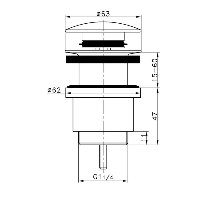 Донний клапан Frap F62-7 натискний, 1 1/4", чорний Донний клапан Frap F62-7 натискний, 1 1/4", чорний