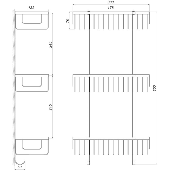 Полиця потрійна Globus Lux SQ9477 Полиця потрійна Globus Lux SQ9477