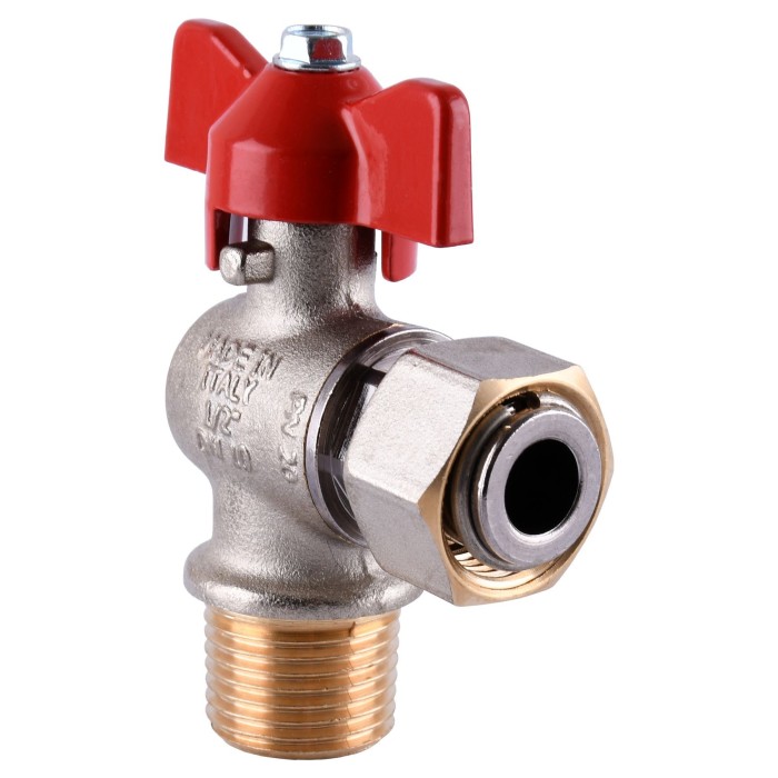 Кран кульовий котловий 1/2″ 301202R кутовий з накидною гайкою TECNOVIELLE S.p.A. Кран кульовий котловий 1/2″ 301202R кутовий з накидною гайкою TECNOVIELLE S.p.A.