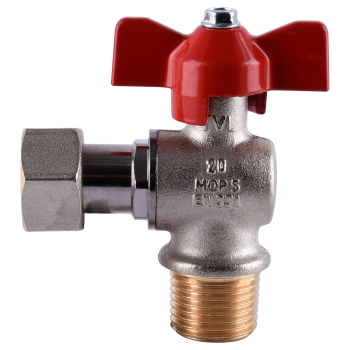 Кран кульовий котловий 1/2″ 301202R кутовий з накидною гайкою TECNOVIELLE S.p.A. Кран кульовий котловий 1/2″ 301202R кутовий з накидною гайкою TECNOVIELLE S.p.A.