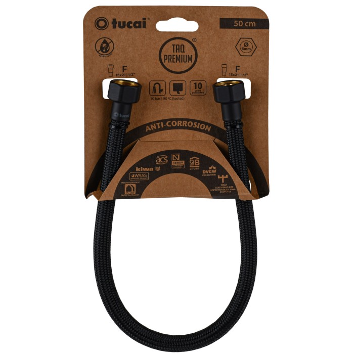 Шланг водяний TUCAI TAQ PREMIUM GRIF 1/2″x1/2″ BВ 0,5м.АНТИКОР. ACB HG-1212-500 (Чорний Мат) 209970 Шланг водяний TUCAI TAQ PREMIUM GRIF 1/2″x1/2″ BВ 0,5м.АНТИКОР. ACB HG-1212-500 (Чорний Мат) 209970