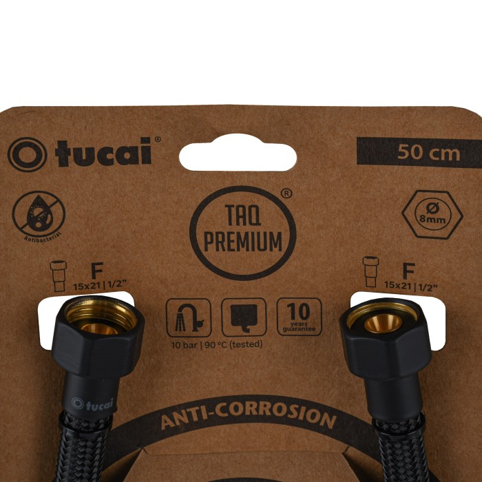 Шланг водяний TUCAI TAQ PREMIUM GRIF 1/2″x1/2″ BВ 0,5м.АНТИКОР. ACB HG-1212-500 (Чорний Мат) 209970 Шланг водяний TUCAI TAQ PREMIUM GRIF 1/2″x1/2″ BВ 0,5м.АНТИКОР. ACB HG-1212-500 (Чорний Мат) 209970