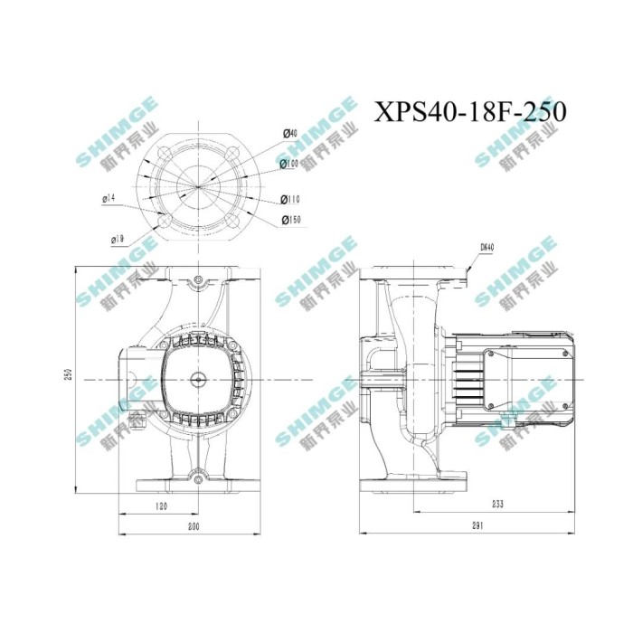 XPS40-18F-250 SHIMGE 380В цирк. мок. ротор 1,3 кВт Hmax 20,5м Qmax 265л/хв DN40 250мм+фл. {1} XPS40-18F-250 SHIMGE 380В цирк. мок. ротор 1,3 кВт Hmax 20,5м Qmax 265л/хв DN40 250мм+фл. {1}