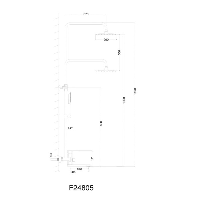 Душева система Frap F24805, поворотний вилив - перемикач на лійку, 1 режим, сатин