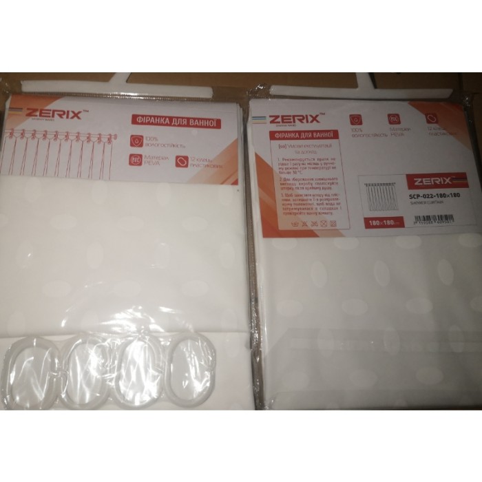 Шторка для ванної Zerix SCP-022-180x180 з PEVA (поліетиленвінілацетату) (Колір білий 3-Д) (ZX6095) Шторка для ванної Zerix SCP-022-180x180 з PEVA (поліетиленвінілацетату) (Колір білий 3-Д) (ZX6095)