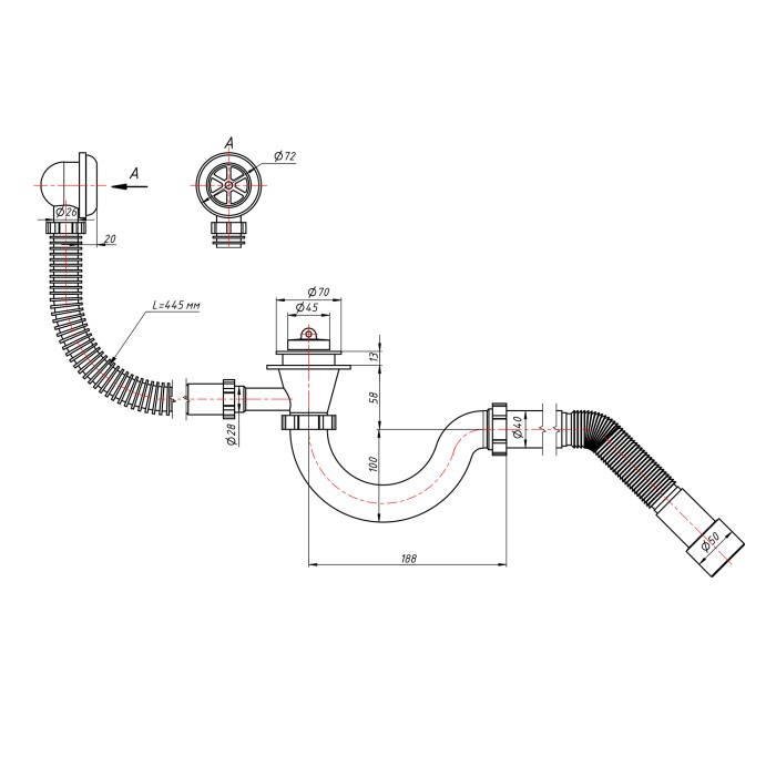 Сифон для ванни Lidz (WHI) 60 03 V001 00 прямоточний (вихід 50 мм) Сифон для ванни Lidz (WHI) 60 03 V001 00 прямоточний (вихід 50 мм)