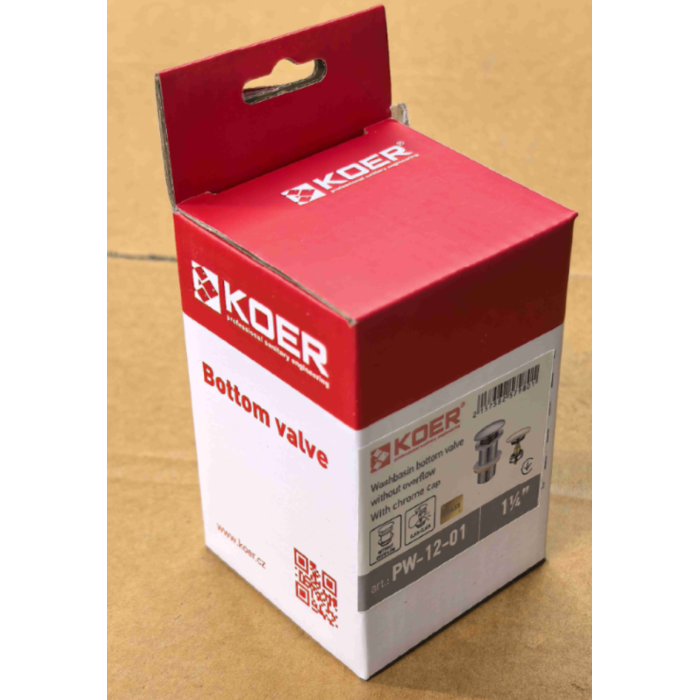 Донний клапан для раковини Koer PW-12-01 1 1/4''  без переливу автоматичний СLICK-СLACK (Колір хром) (KR5798)