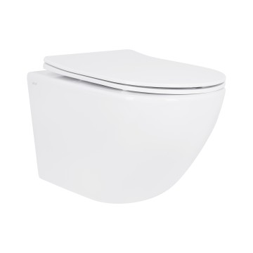 Унітаз підвісний Jay Rimless 485×360×320 мм, White, з сидінням Slim Duroplast/ Soft-close/ Quick Relase QT07335177RW Qtap