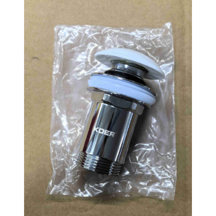 Донний клапан для раковини Koer PW-08-11 1 1/4''  без переливу автоматичний СLICK-СLACK (Біла керам.накл) (KR5788)