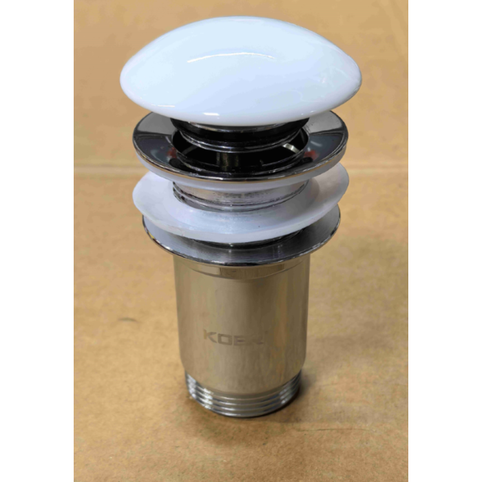 Донний клапан для раковини Koer PW-08-11 1 1/4''  без переливу автоматичний СLICK-СLACK (Біла керам.накл) (KR5788)