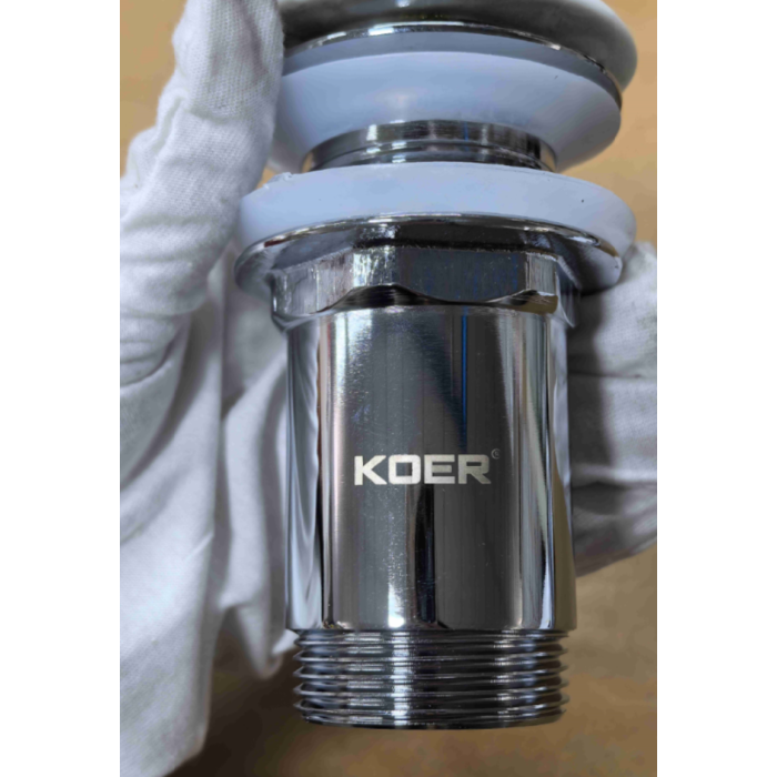 Донний клапан для раковини Koer PW-08-11 1 1/4''  без переливу автоматичний СLICK-СLACK (Біла керам.накл) (KR5788)