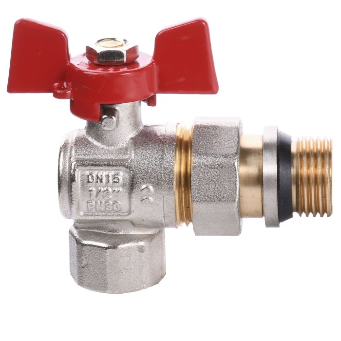 Кран кульовий кутовий з американкою WATERVALVE Q003 NV-V124 1/2″ ЗB Кран кульовий кутовий з американкою WATERVALVE Q003 NV-V124 1/2″ ЗB