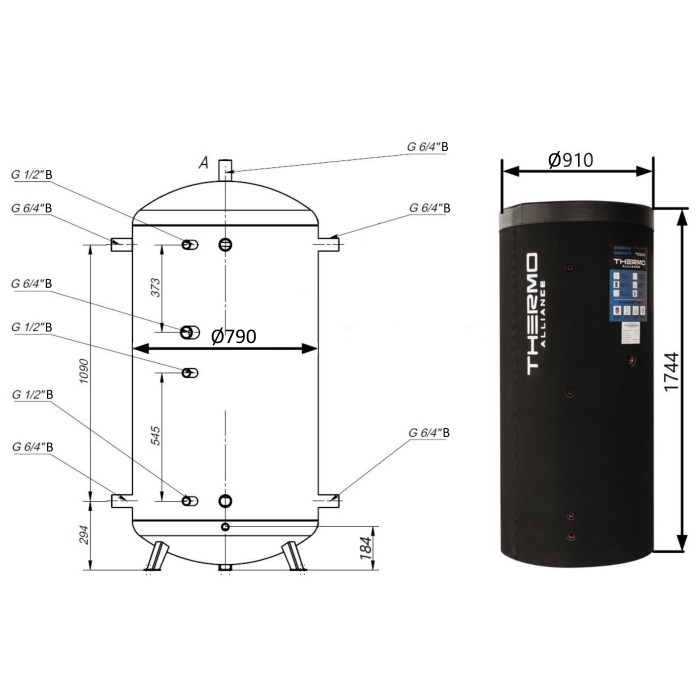 Теплоакумулятор Thermo Alliance TA-ТАМ-00 750 з ізоляцією 60 мм Теплоакумулятор Thermo Alliance TA-ТАМ-00 750 з ізоляцією 60 мм