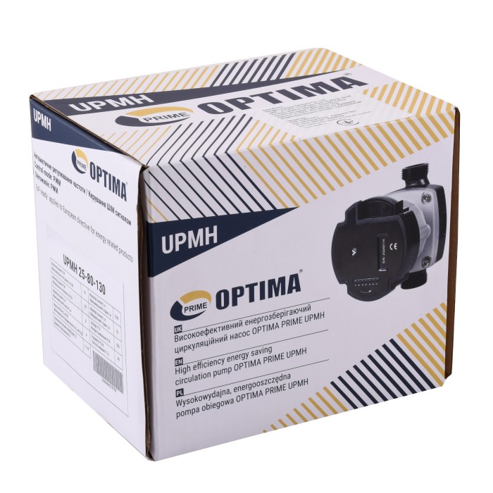 Насос циркуляційний енергоощадний Optima PRIME UPMH 25-80AUTO 130мм + гайки Насос циркуляційний енергоощадний Optima PRIME UPMH 25-80AUTO 130мм + гайки