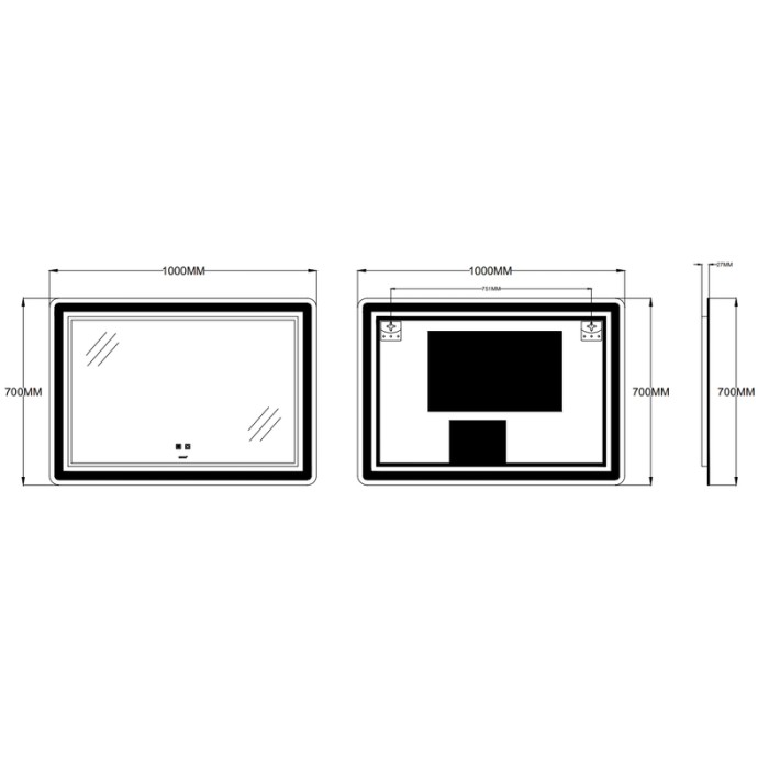 Дзеркало Zerix Mirra MR05-100x70 з LED Touch, Anti-fog, димером, регулятором яскравості (ZX6060) Дзеркало Zerix Mirra MR05-100x70 з LED Touch, Anti-fog, димером, регулятором яскравості (ZX6060)