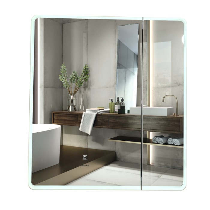 Дзеркальна шафка Mixxus Premium Olivary CM01-60x70x13 з LED Touch, димером, регулятором яскравості (MI8294) Дзеркальна шафка Mixxus Premium Olivary CM01-60x70x13 з LED Touch, димером, регулятором яскравості (MI8294)