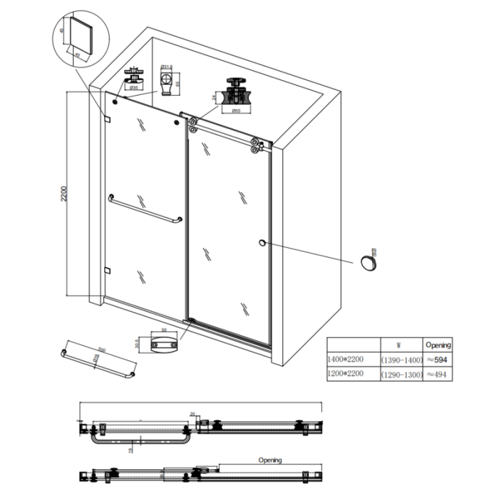 Двері в нішу Koer SR SD06-140x220-TR-01 прозоре скло Easy Clean 8мм, хром (KR5368) Двері в нішу Koer SR SD06-140x220-TR-01 прозоре скло Easy Clean 8мм, хром (KR5368)