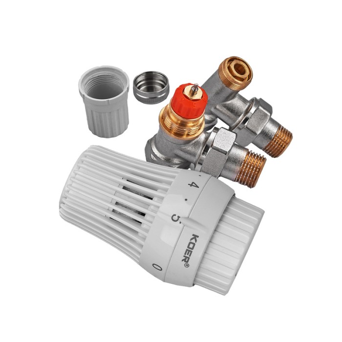 Комплект для підключення радіатора Koer SET-23 - 1/2'' кутовий з термоголовкою, клікове кріплення (KR5284) Комплект для підключення радіатора Koer SET-23 - 1/2'' кутовий з термоголовкою, клікове кріплення (KR5284)