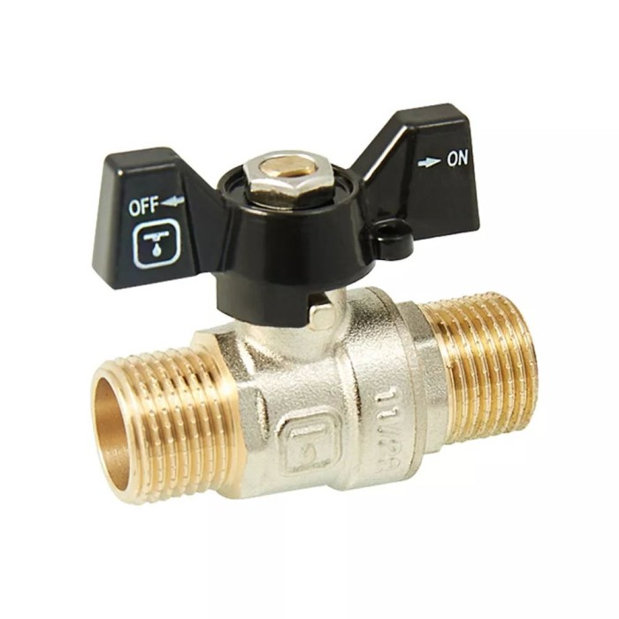 Кран кульовий ITAL PN40 1/2" зов.-зов., метелик, нікель Кран кульовий ITAL PN40 1/2" зов.-зов., метелик, нікель
