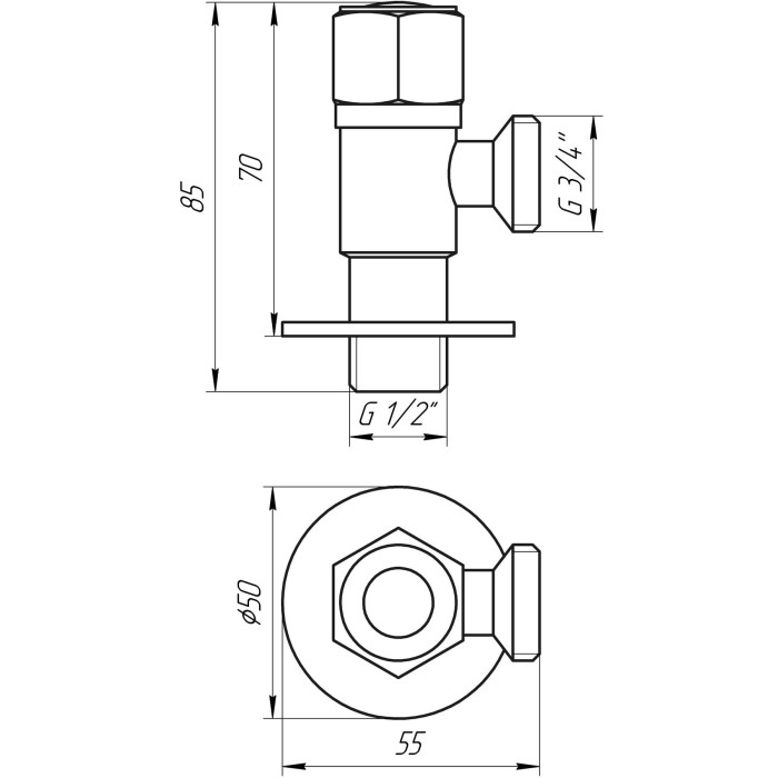 Кран кульовий кутовий Professional 1/2″х3/4″ NV-QP888 Кран кульовий кутовий Professional 1/2″х3/4″ NV-QP888