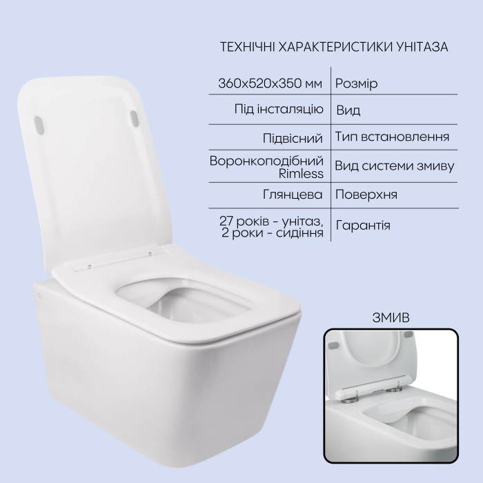 Готове рішення Qtap для ванної кімнати: підвісний унітаз Crow Rimless 520х360х290 + комплект інсталяції Nest 4 в 1 (лінійна клавіша Black mat) Готове рішення Qtap для ванної кімнати: підвісний унітаз Crow Rimless 520х360х290 + комплект інсталяції Nest 4 в 1 (лінійна клавіша Black mat)