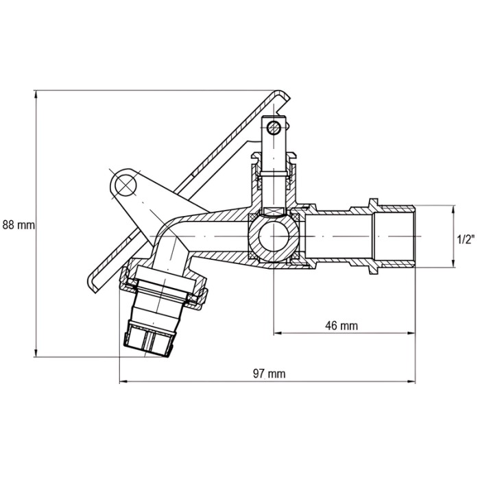 Кран поливу з вухом під замок Koer KR.249 - 1/2" (KR3072) Кран поливу з вухом під замок Koer KR.249 - 1/2" (KR3072)