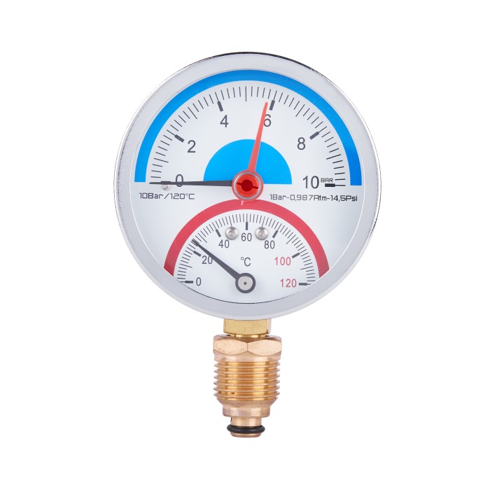 Термоманометр Thermo Alliance Standart 80 мм 1/2", нижнє підмикання SD17210B Термоманометр Thermo Alliance Standart 80 мм 1/2", нижнє підмикання SD17210B