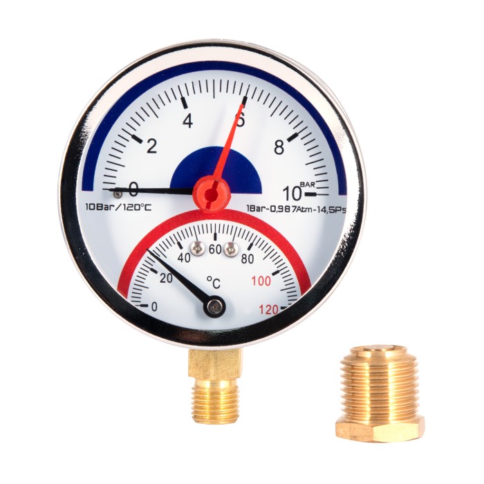 Термоманометр Thermo Alliance Standart 80 мм 1/2", нижнє підмикання SD17210B Термоманометр Thermo Alliance Standart 80 мм 1/2", нижнє підмикання SD17210B