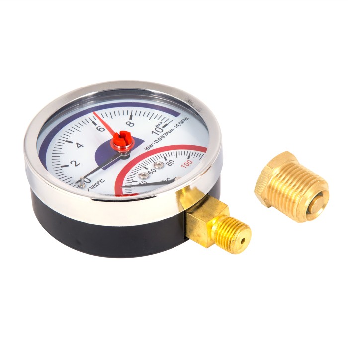 Термоманометр Thermo Alliance Standart 80 мм 1/2", нижнє підмикання SD17210B Термоманометр Thermo Alliance Standart 80 мм 1/2", нижнє підмикання SD17210B