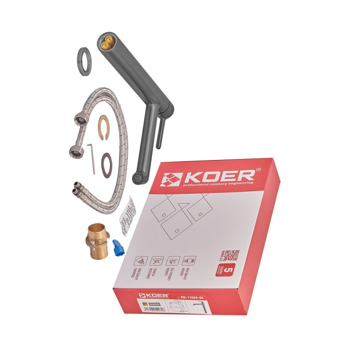 Змішувач для умивальника високий Koer KB-11029-07 Колір графіт (KR5496) Змішувач для умивальника високий Koer KB-11029-07 Колір графіт (KR5496)