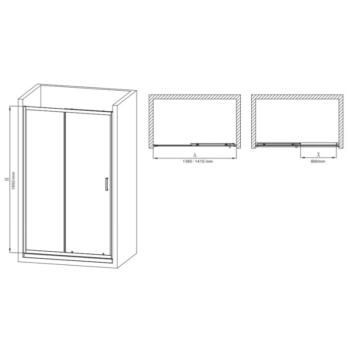 Двері в нішу Mixxus Premium DIVERSE SD01-140x185-TR Chrome прозоре скло 5мм (MI6874) Двері в нішу Mixxus Premium DIVERSE SD01-140x185-TR Chrome прозоре скло 5мм (MI6874)