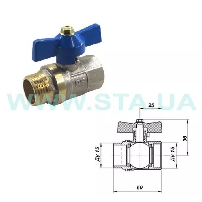 Кран кульовий STA 1/2" ВЗ (червоний метелик) НІК. {150/15} Кран кульовий STA 1/2" ВЗ (червоний метелик) НІК. {150/15}