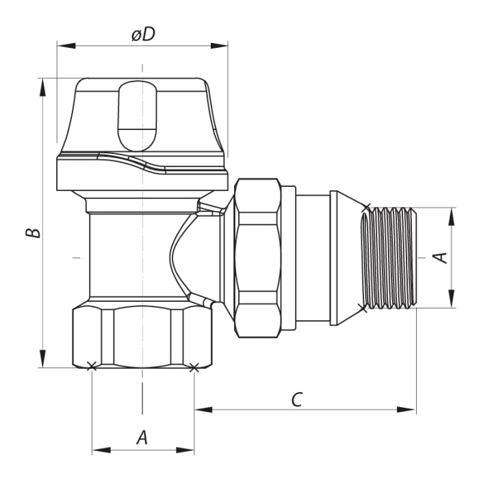 Кран термостатичний кутовий 3/4" Koer KR.921-GI (KR2683) Кран термостатичний кутовий 3/4" Koer KR.921-GI (KR2683)