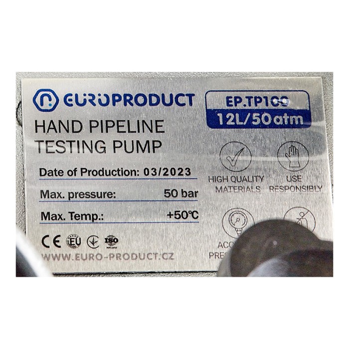 Опресувальник гідравлічний ручний Europroduct EP.TP100 для PPR труб (12л, 50АТМ) (EP6097) Опресувальник гідравлічний ручний Europroduct EP.TP100 для PPR труб (12л, 50АТМ) (EP6097)