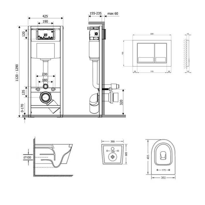 Готове рішення Qtap для ванної кімнати: підвісний унітаз Swan Ultra Quiet 485x360x320 + комплект інсталяції Nest 4 в 1 (квадратна клавіша Satin) Готове рішення Qtap для ванної кімнати: підвісний унітаз Swan Ultra Quiet 485x360x320 + комплект інсталяції Nest 4 в 1 (квадратна клавіша Satin)