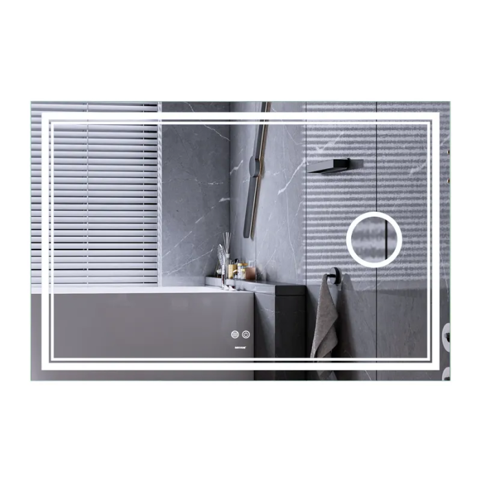 Дзеркало Mixxus Premium QUADRO MR20-100x70 з Led Touch, Anti-fog, димером, регулятором яскравості, лінзою (MP6622) Дзеркало Mixxus Premium QUADRO MR20-100x70 з Led Touch, Anti-fog, димером, регулятором яскравості, лінзою (MP6622)