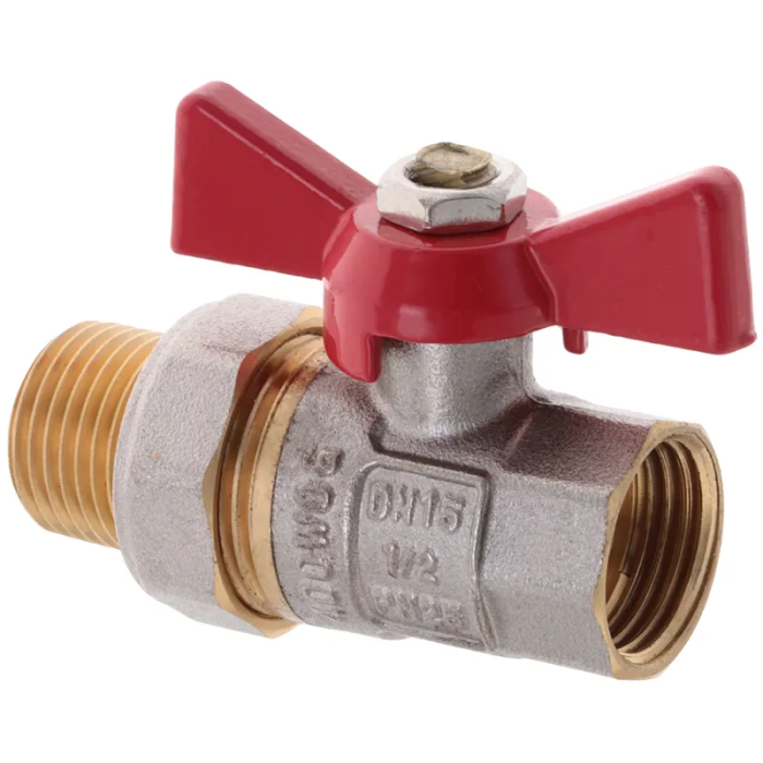 Кран з американкою 1/2" прямий Waterpro червоний (WP0151) Кран з американкою 1/2" прямий Waterpro червоний (WP0151)