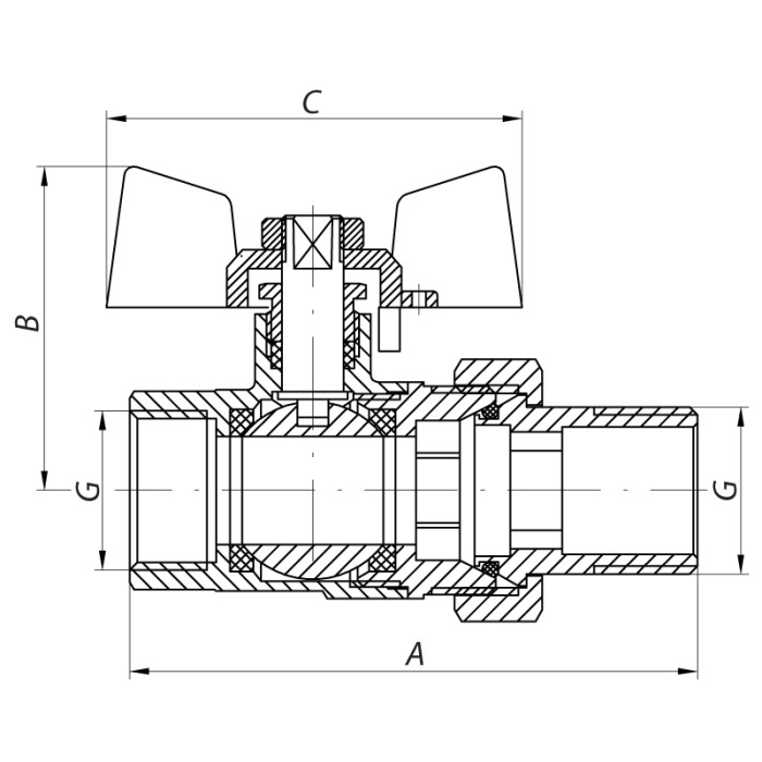 Кран з американкою 1/2" прямий Waterpro червоний (WP0151) Кран з американкою 1/2" прямий Waterpro червоний (WP0151)