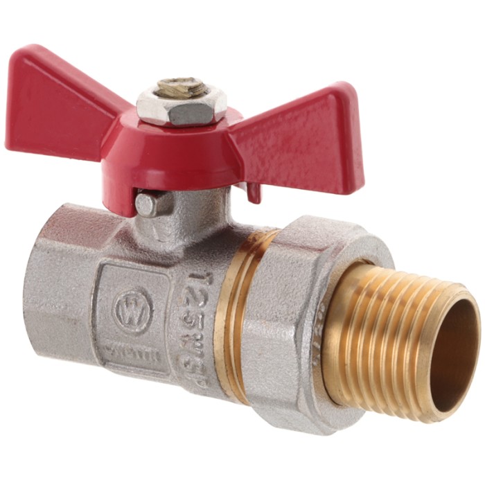 Кран з американкою 1/2" прямий Waterpro червоний (WP0151) Кран з американкою 1/2" прямий Waterpro червоний (WP0151)