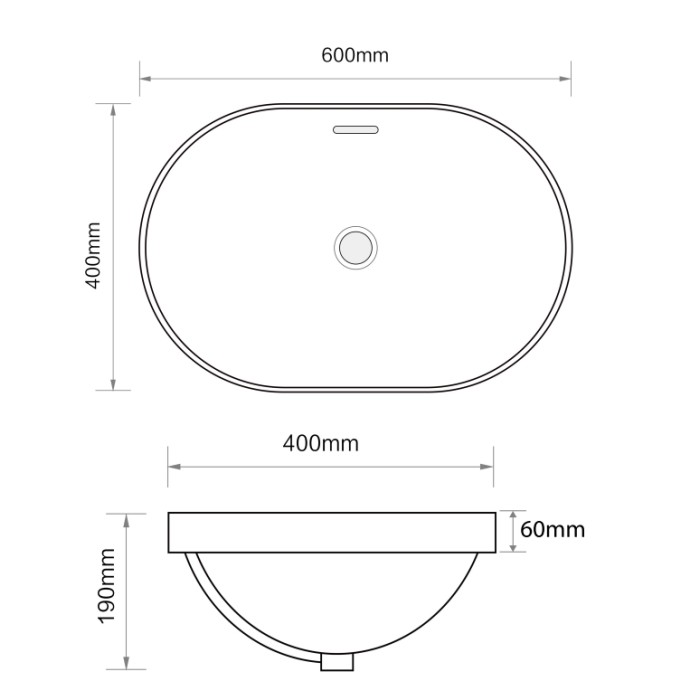 Раковина врізна на стільницю Mixxus Premium ELLIPSE-1601 600х400х190mm з переливом (MP6569) Раковина врізна на стільницю Mixxus Premium ELLIPSE-1601 600х400х190mm з переливом (MP6569)