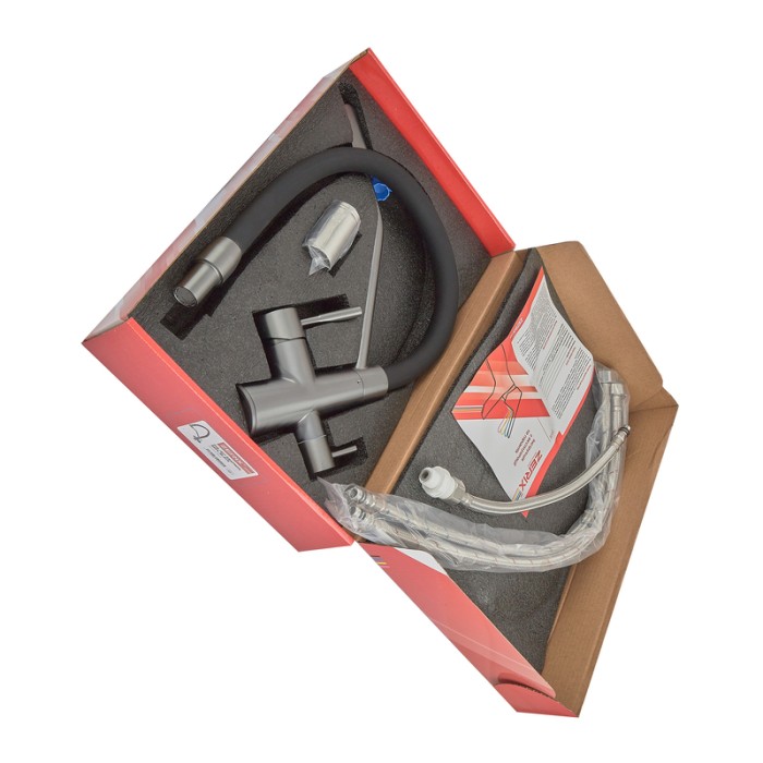 Змішувач для кухні з силіконовим виливом Zerix FUL-021 Graphite Refl.Black з нерж. сталі SUS304 з виходом для пит.води (ZX5999) Змішувач для кухні з силіконовим виливом Zerix FUL-021 Graphite Refl.Black з нерж. сталі SUS304 з виходом для пит.води (ZX5999)