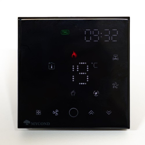 Термостат квадратний сенсорний чорний LED 1 канал AC220V Wi-Fi /MC-FB-B-WF MYCOND/
