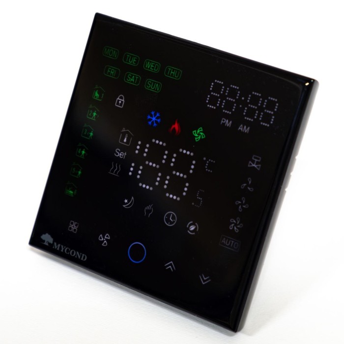 Термостат квадратний сенсорний чорний LED 1 канал AC220V Wi-Fi /MC-FB-B-WF MYCOND/