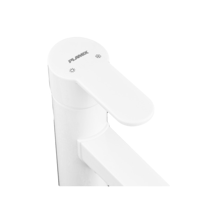 Змішувач для умивальника Plamix Raul-001-A White (без підведення) (PM0651) Змішувач для умивальника Plamix Raul-001-A White (без підведення) (PM0651)