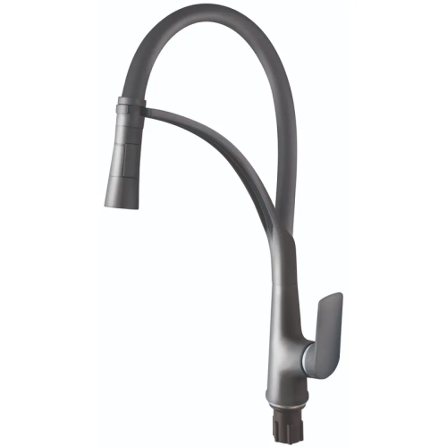 Змішувач для кухні Plamix Lucas-017 SET Graphite Refl.Grey з підведенням (Колір графіт+сил.вилив сірий) (PM0723)