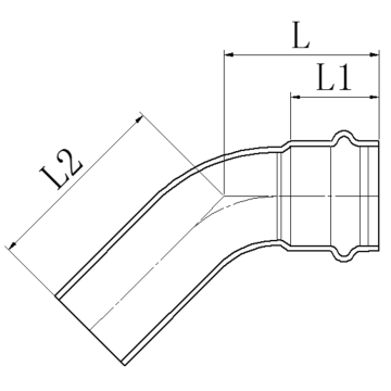Коліно 45° однорозтрубне ВЗ Koer KQ.B28 Press-Inox AISI 304 28x28 (KR6428)