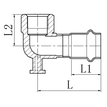 Коліно настінне 90° ВР Koer KQ.V1806F Press-Inox AISI 304 18x1/2