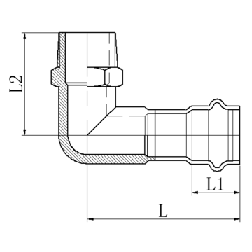 Коліно 90° ЗР Koer KQ.L2208M Press-Inox AISI 304 22x3/4