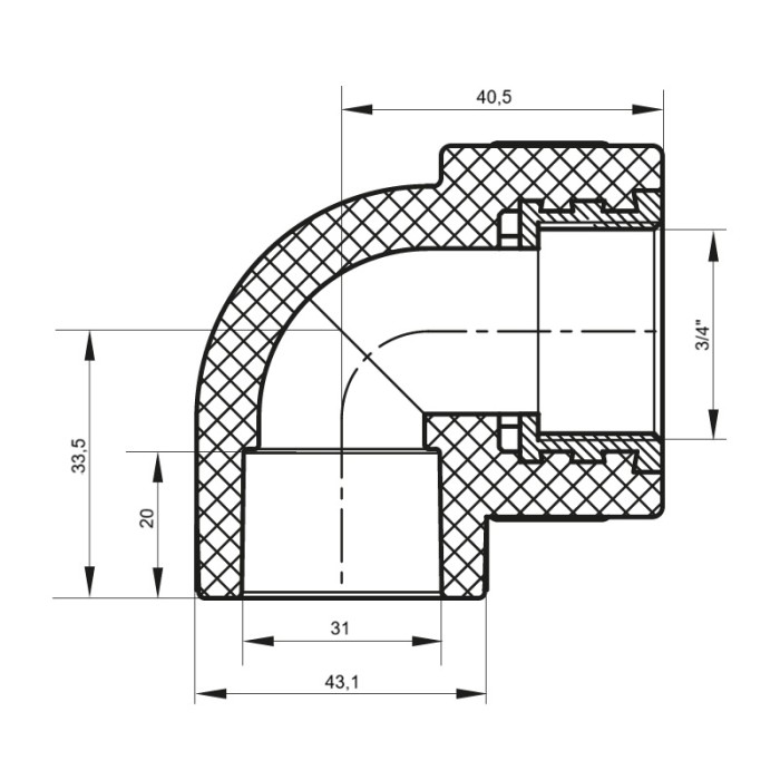 Кут ВР 32x3/4F PPR Koer K0116.PRO (KP0138) Кут ВР 32x3/4F PPR Koer K0116.PRO (KP0138)