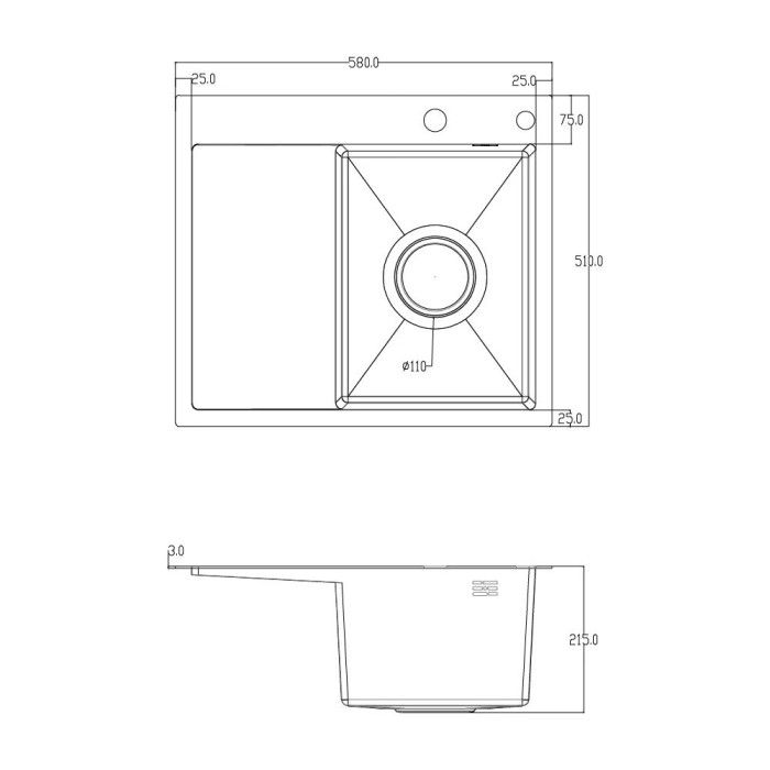 ID 5851 L-B мийка з крилом. чаша ліва 580x510x215мм (3.0/0.8 мм), сиф, дозат, кош. PVD Black {1/1} ID 5851 L-B мийка з крилом. чаша ліва 580x510x215мм (3.0/0.8 мм), сиф, дозат, кош. PVD Black {1/1}